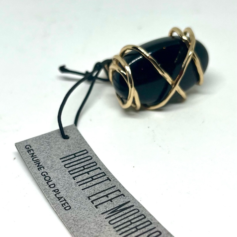 Robert Lee Morris Caged Black Stone Ring NWT